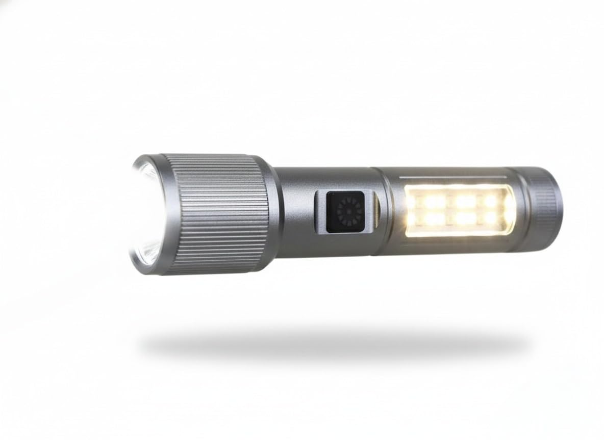 - Rechargeable LED Torch Light 5W Metal Body Flashlight | USB Charging, Waterproof Emergency Torch for Home, Travel, Camping, Hiking | Multiple Light Modes (6 Inch)