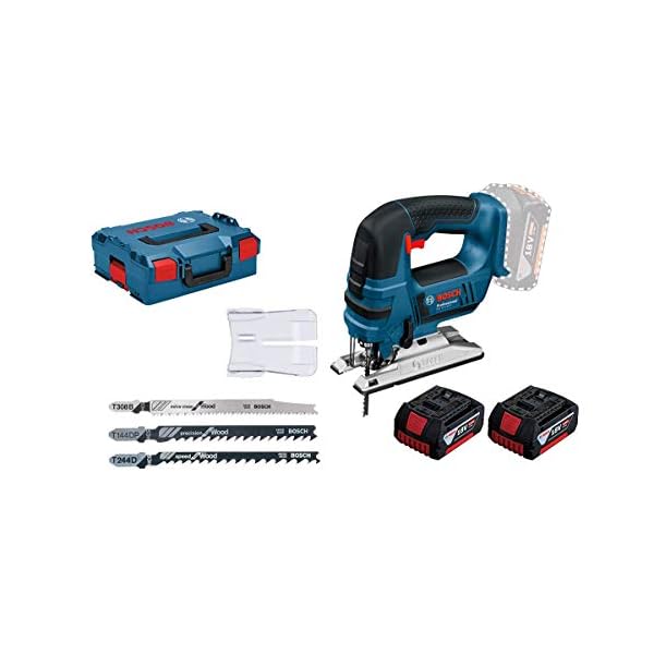 Bosch Professional Akku Stichsäge GST 18 V-LI (2x 4-Ah Akku, 18 Volt System, Schnitttiefe Holz: 120 mm, in L-Boxx)