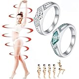 Magtherapy Lymphatic Therapy Titanium Ion Moissanite Diamond Ring, Acupuncture Unclog Bloodstream and Lymph Nodes Torina Crystal-Quartz Ionix Ring Open Cubic Zirconia Ring(Silver B&Green B)
