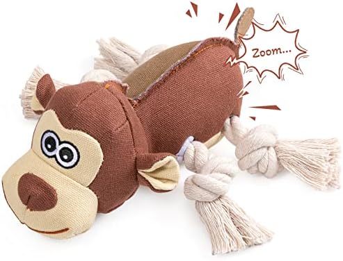 Pubialo Dog Squeaky Toys for Large Dogs Durable Plush Chew Toy Stuffed Interactive Puppy Toys for Small Large Dogs Training and Reduce Boredom (Canvas Monkey)