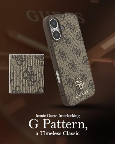 Image of CG MOBILE Guess [Official Licensed] Protective Case Designed for iPhone 17 |Magnetic Compatible|4G Pu Leather Case with Small 4G & Classic Metal Logos -Brown
