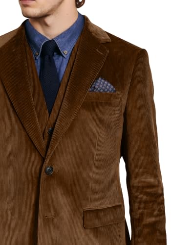 Mens Corduroy Suits Slim Fit 3 Piece Suit Blazer Vest Pants Set Formal Wedding Prom Tuxedos Business Suit4