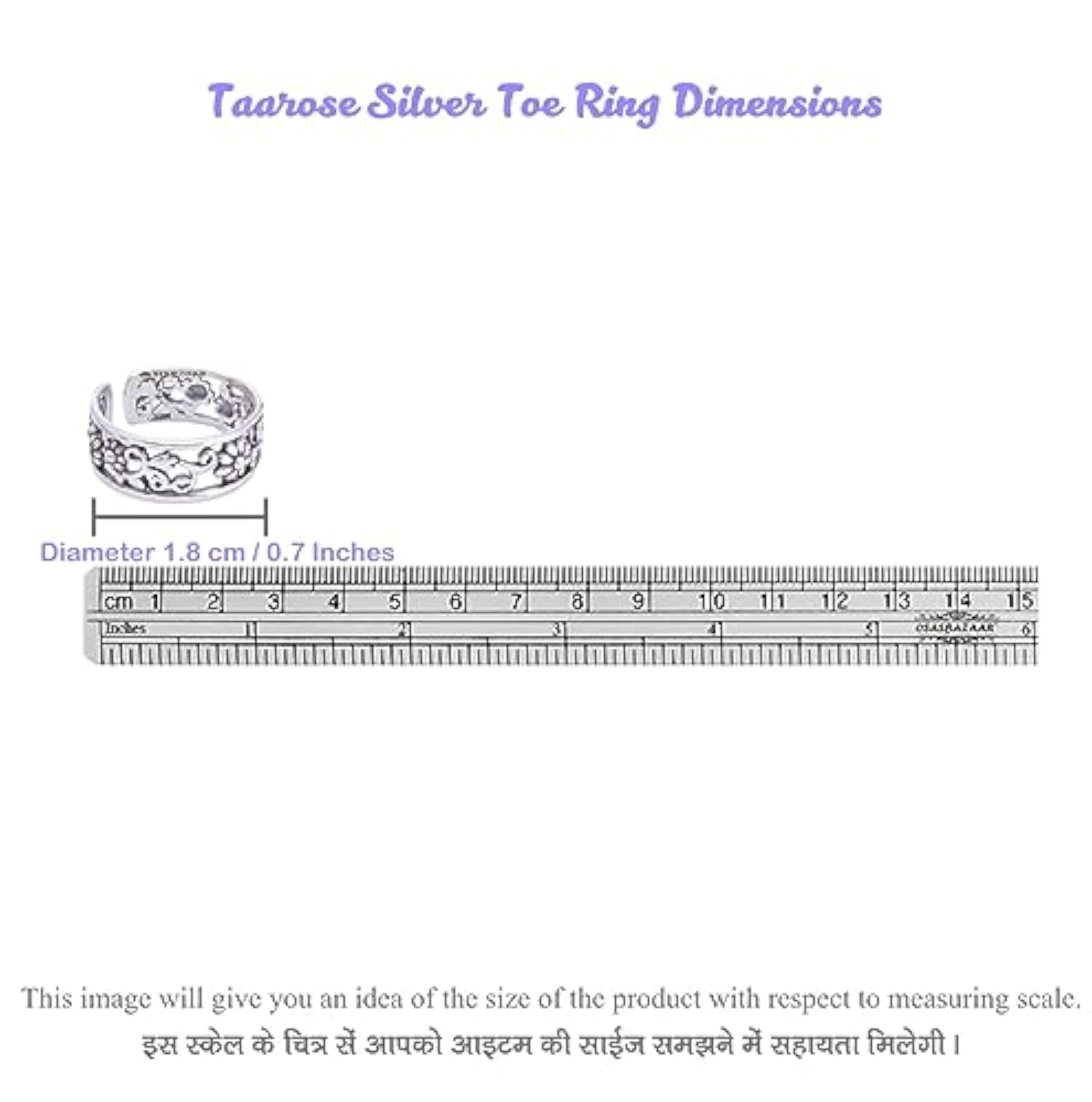 Women's 925 Sterling Silver Toe Rings, Amvat Bichiya
