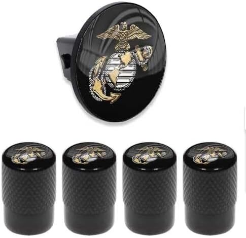 Tow Hitch Cover Insert Plug for Truck & SUV + Valve CAPS for E Corp EGA Model-PYT-8888-4625