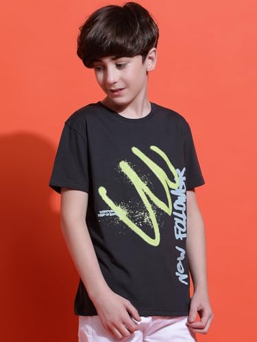 Image of Li'l Tomatoes Boys Cotton T-Shirt | Graphic Printed Half Sleeve Casual Summer Wear | Soft & Breathable | 9-16 Years
