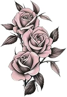 ملصق تاتو بتصميم رسمة زهور للذراع والصدر والبطن والظهر، قطعة واحدة