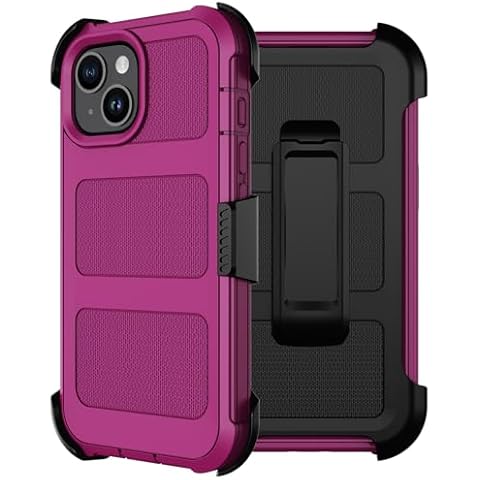 Stroson for iPhone 14 Plus Case, [with Screen Protector] Military Grade Drop Protection Cover Heavy Duty Rugged Shockproof Phone Case for iPhone 14 Plus with Kickstand & Belt Clip Holster (Wine) Cover