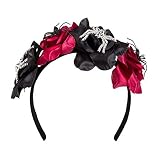 Boland 72141 - Haarreif Blumen, Dia de los Muertos, mit Blüten und Spinnen, Tiara, Kopfschmuck, Kostüm, Karneval, Mottoparty