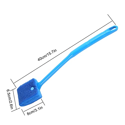 Tnfeeon Raschietto a doppia faccia per acquari, con manico lungo, per acquari di vetro, cucina, 40 cm, colore blu