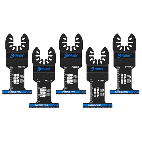 PAYA Multitool Sägeblätter Oszillierende professionelle Klingen 44mm Hartmetall Sägeblatter für schwere Metalle Nägel Aluminium Rohre Holz Kupfer und andere harte Materialien, 5tlg PY227-3