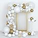 Balloon Arch Kit - 120 PCS 16Ft Latex Balloon Garland Kit with 18" 12" 10" Gold and Whtie Balloons Confetti Balloons and Metallic Balloons for Parties Baby Shower Birthday Bachelorette Party Backdrop Background Decoration