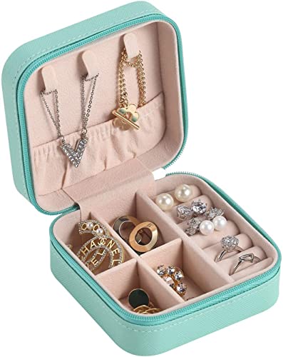Image of Ballotte Jewellery Organiser PU Leather Zipper Portable Storage Box Case with Dividers Container for Rings, Earrings, Necklace Home Organizer (BLUE)