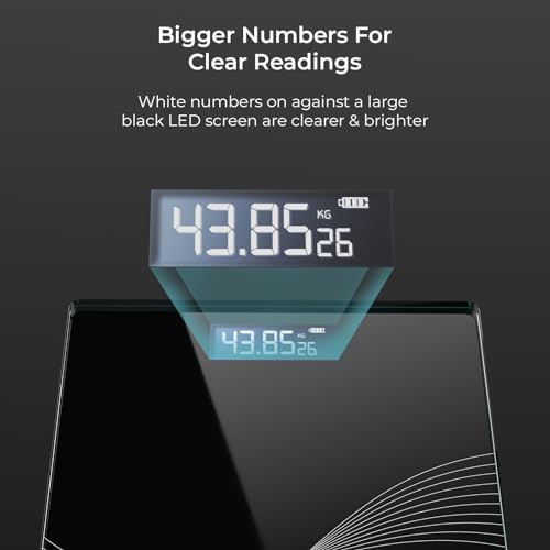 Image of beatXP Wave Weighing Machine with Backlit LCD Panel & 6mm Thick Tempered Glass, Weight Machine for Body Weight with 2 Year Warranty
