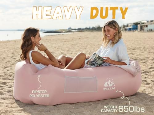 Image of WEKAPO Inflatable Couch Air Lounger Chair - Camping & Beach Accessories, Portable Blow up Sofa for Hiking, Lawn, Indoor /Outdoor Movies & Music Festivals. Lightweight and Easy to Set Up Air Hammock