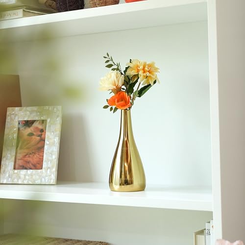 Image of BEHOMA Golden Metal Flower Vase for Home, 19 cm (Flower Not Included