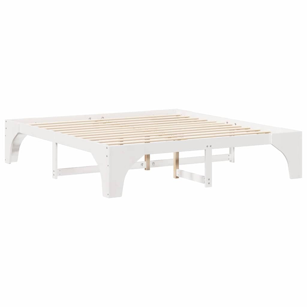 Marco de Cama de Madera Maciza de Pino Estructura Baja Minimalista para Dormitorio Moderno 4 Piezas Ensamblaje Fácil y Diseño Multifuncional para Optimizar Espacios