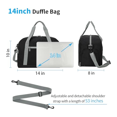 Image of Apenze Small Gym Bag 14 Inch Lightweight Carry on Mini Duffel Bag with Shoe Compartment for Travel Sport Black /Green