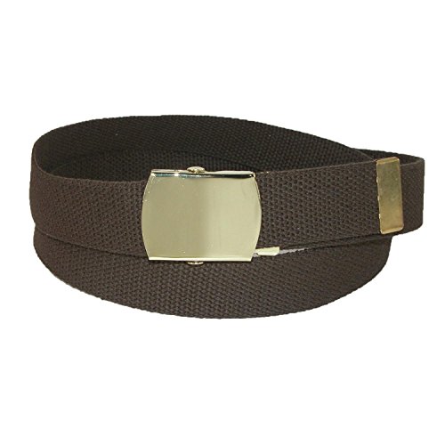 CTM Big & Tall Cotton Adjustable Belt with Brass Buckle