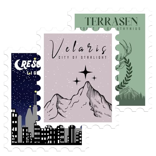 Set 3 Pcs 2 Inches - Cities Stamp - Velaris City of Starlight Stickers Terrasen Court of Galathynius Crescent City 2" Waterproof Vinyl Decal for Water Bottles Tumbler Laptop Car Gift for Girl Kid Boy