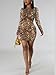 Women's Long Sleeve Bodycon Dress - Mini Leopard Print Spring Fall Club Party Fitted Tight Pencil Dresses Animal Brown S