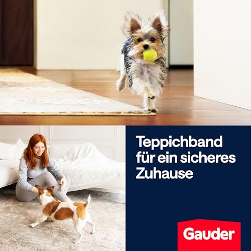 GAUDER Teppichklebeband doppelseitig extra stark - Teppichkleber für Bodenbeläge, Teppiche & Treppen - Klebepads, Fixierung & Verlegeband (10 m x 48 mm)