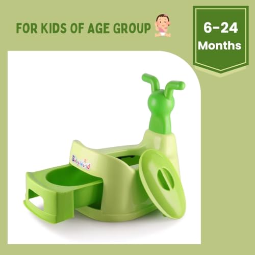 Image of Nabhya Potty Toilet Trainer Seat /Chair with Lid and High Back Support for Toddler Boys Girls (Age 7 Months to 3 Years) (Green)
