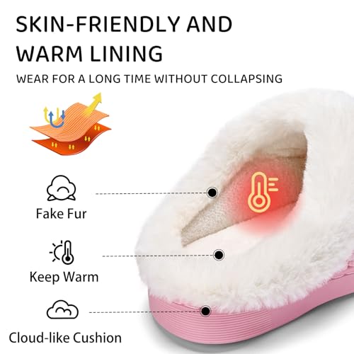 Image of WateLves Girls Slippers Memory Foam Toddler Kids Comfort Wool-Like Plush Fleece Lined House Shoes for Indoor & Outdoor