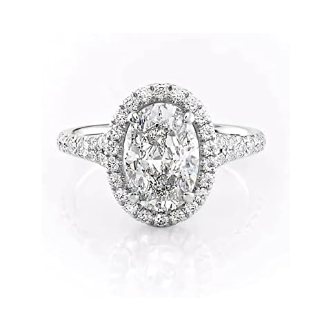 3 Carat Oval Cut Double Band Moissanite Engagement Ring, D Color VVS1 Clarity 10K / 14K / 18K Gold Art Deco Style Antique Halo Wedding Ring for Women, Classic Promise Bridal Anniversary Gift for Her Cover