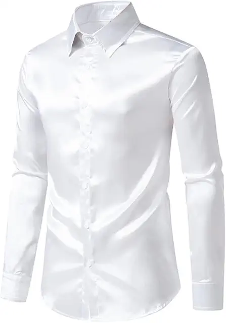 Camicia uomo in raso di seta a maniche lunghe con bottoni per eventi