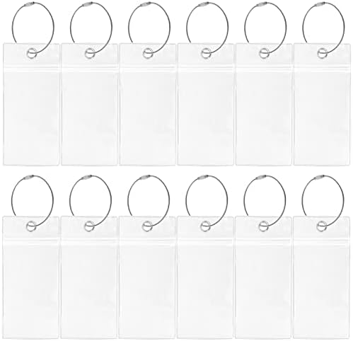 12 Pcs Cruise Luggage Tag Holders, Clear Suitcase Tags Plastic Luggage Label Holder Waterproof Cruise Luggage Tags with Zip Seal and Steel Loops Luggage Labels for Cruise Trip Vacation Accessories