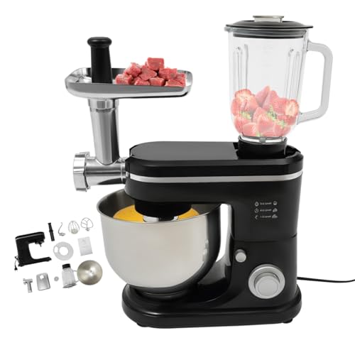 3 in 1 Universal Küchenmaschine Multifunktionsmixe | 6L Rührmaschine & 1.5L Saftpresse Standmixer | 1500W Multifunktionale Knetmaschine | 6-stufige Gescheindigkeit Edelstahlschüssel Rührschüssel