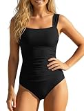 TcIFE Damen Badeanzug Quadratausschnitt Bauchweg High Waist Breit-Träger
