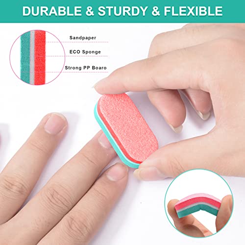 Diesisa Mini Nail Files Block, 100/180 Grit Sponge Nail Buffers for Acrylic Nails, Mini Buffing Block Double Sided for Manicure Tools 40 Count - Green/red — view 4