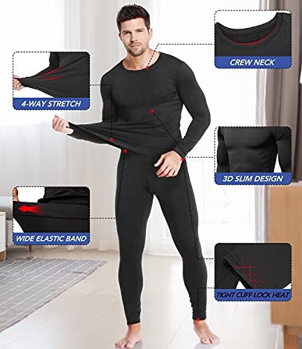 Mens Thermal Underwear Set with Lightweight Ultra Soft Fleece Lined,Long John Set, Skiing Base Layer3