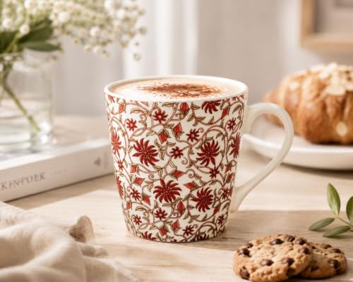 Image of miah decor Ceramic Tea Cups Set of 4-320ml, Decal Handmade Stoneware