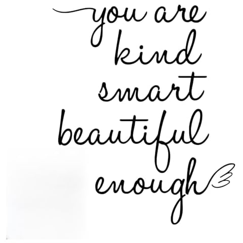 You are Kind Smart Beautiful Enough Mirror Wall Decals, Empowering Self Affirmation Car Decals, Positive Affirmation Wall Stickers, Art Lettering Mural Decor for Car Bedroom Home Decoration (Black) Cover