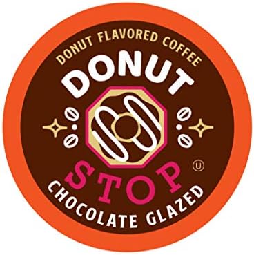 Donut Stop Flavored Coffee Pods, Compatible with 2.0 K-Cup Brewers, Chocolate Glazed Flavor, 40 Count