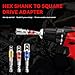 3PCS Hex Shank to Square Heavy Duty Socket Adapter Set, Impact Grade Drill Socket Adapter (1/4