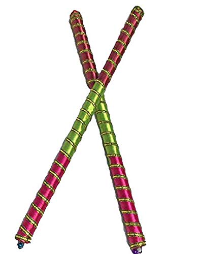 DMS RETAIL Multicolor Triranga Dandiya Garba Sticks with Lace for Navratri Celebration 14 Inches Big Size Pack of 6 Pair - Image 5 thumbnail