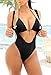 Viottiset Women's Halter Sex Two Piece Swimsuit Brazilian Bikini Monokini Black Large
