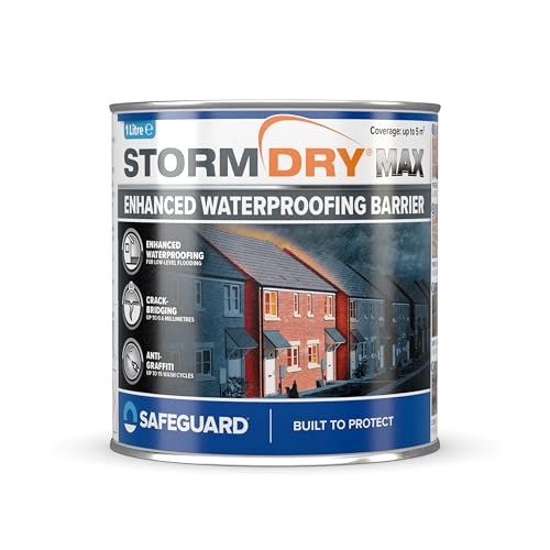 Stormdry MAX - 1 Litre - Enhanced waterproofing, crack-bridging and anti-graffiti protection barrier for brick, masonry, concrete, stone, metal and painted surfaces
