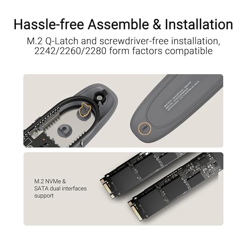 Image of ASUS Cobble M.2 SSD Enclosure, Tool-Free USB-C 10Gbps External NVMe /SATA Case, Aluminum Cooling, IP55 Water & Dust Resistant, Supports M.2 2230-2280, for PS5, MacBook & Windows, Gray, 1 Year Warranty