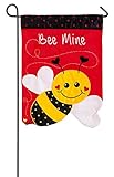 Evergreen Vibrant Cute Charming Bee Mine Applique Outdoor Garden Flag, 12.5 x 18 inches