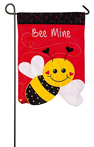 Evergreen Vibrant Cute Charming Bee Mine Applique Outdoor Garden Flag, 12.5 x 18 inches