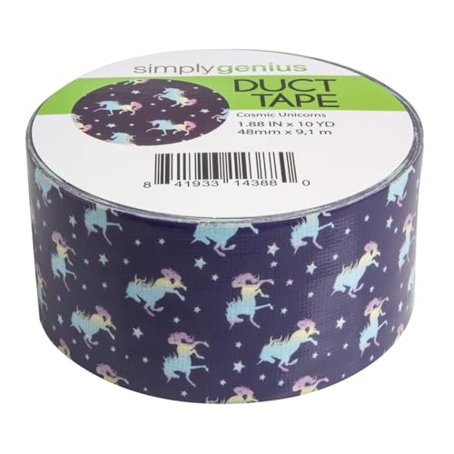 Simply Genius Heavy Duty Duct Tape - 1 Roll, 1.8 in x 10 yd, Cosmic Unicorns - Decorative Waterproof Colored Tape for Scrapbook Supplies & DIY