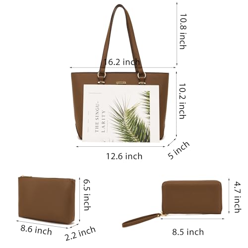Image of Qiyuer Versatile Daily Purses with RFID Wallet for Women Tote Handbag Set | 3PCS, Fits 13 inch Tablet, Sturdy Vegan PU, Spacious, Work Use, Shoulder Satchel, Large Clutch Wallet, Makeup Bag, Ideal Gift