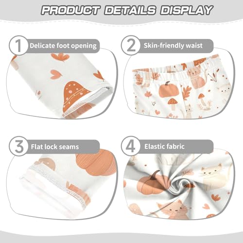 Cute Cat Mushroom Pumpkin Girls Leggings Ultra Soft Compression Yoga Gym Pants for Kids 4-10T3