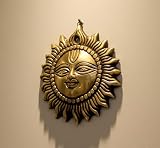 eSplanade 4" Brass Sun God Smiling Surya Bhagwaan Idol Statue Sculpture Wall Hanging