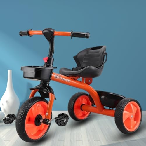 Image of Maanit Kids Tricycle with Rear & Front Basket | Comfortable Cushioned Seat with Safety Belt | Baby Trike for Boys & Girls Ages 2 to 4 Years | Sturdy & Safe Tricycle