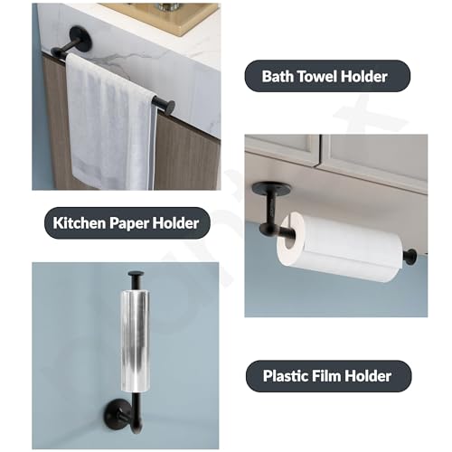 Image of Plantex Stainless Steel Paper Holder /Kitchen Tissue Paper Roll Holder /Wall Mount Towel Stand /Kitchen Accessories - Pack of 1 (Black)